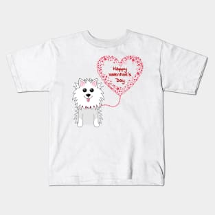 Valentines Day Dog with Paw-Print Heart Balloon Kids T-Shirt